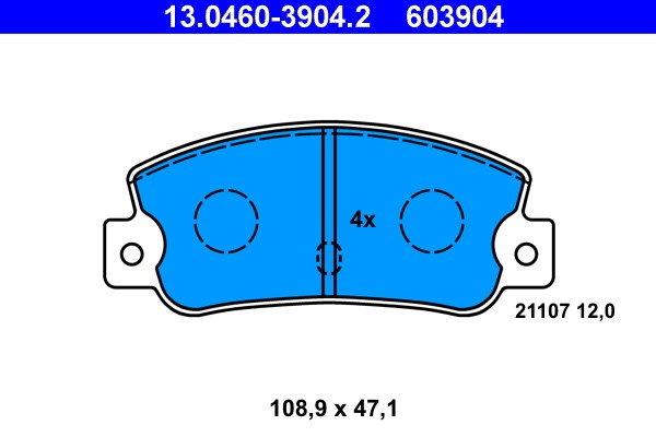 Brake Pad Set, disc brake ATE 13.0460-3904.2