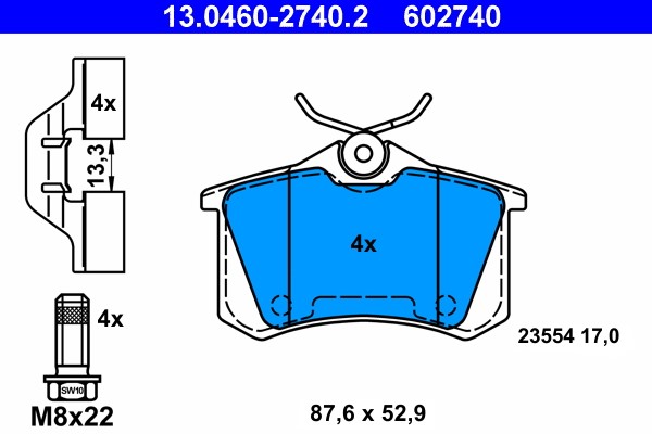Brake Pad Set, disc brake ATE 13.0460-2740.2
