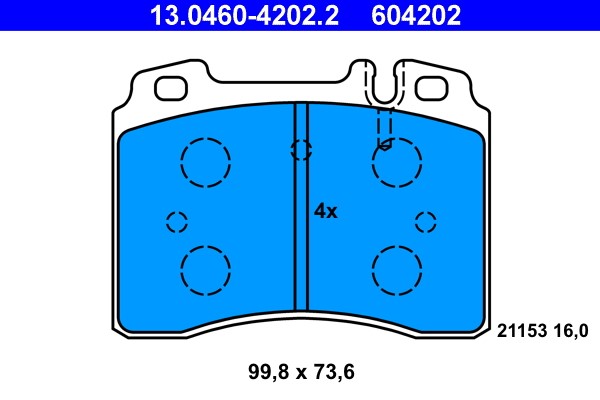 Brake Pad Set, disc brake ATE 13.0460-4202.2