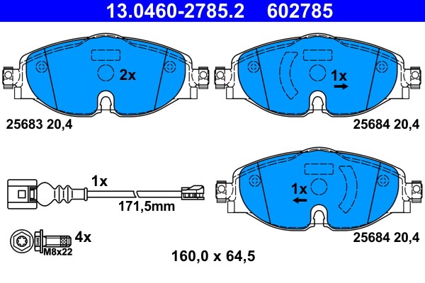 Brake Pad Set, disc brake ATE 13.0460-2785.2