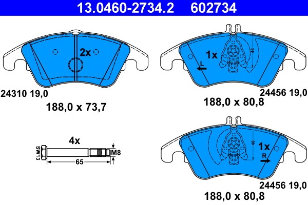 Brake Pad Set, disc brake ATE 13.0460-2734.2