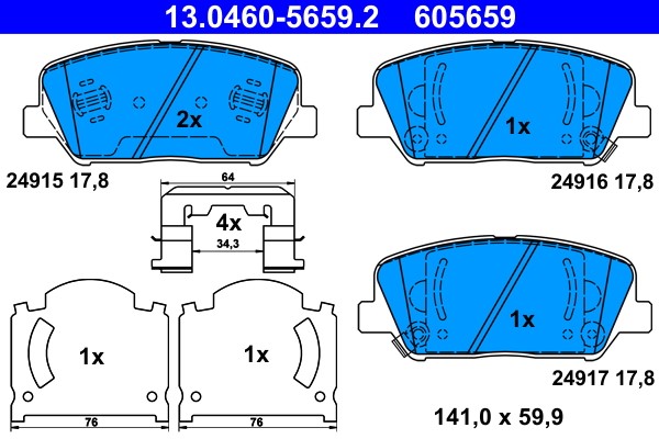 Brake Pad Set, disc brake ATE 13.0460-5659.2