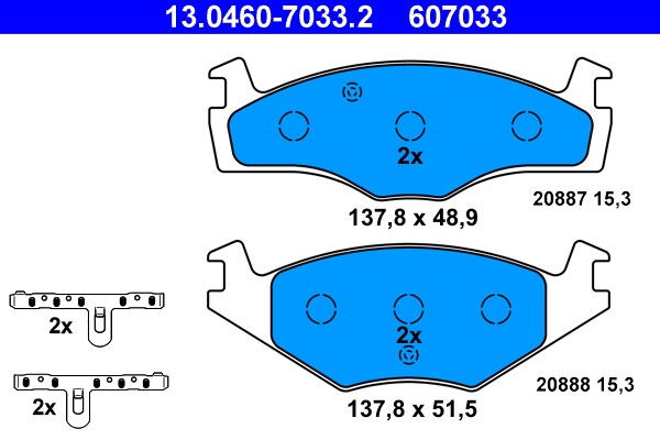 Brake Pad Set, disc brake ATE 13.0460-7033.2