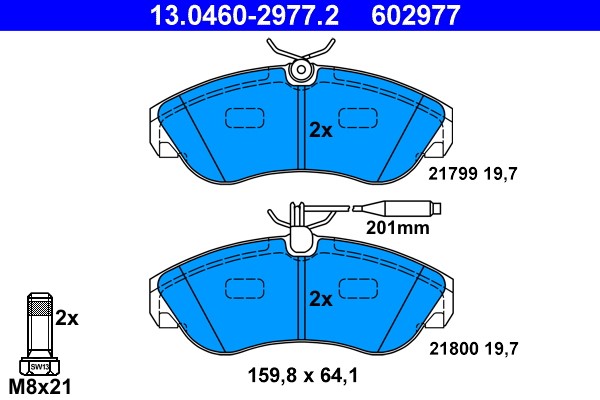 Brake Pad Set, disc brake ATE 13.0460-2977.2
