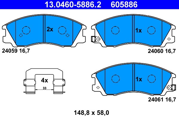 Brake Pad Set, disc brake ATE 13.0460-5886.2