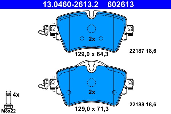 Brake Pad Set, disc brake ATE 13.0460-2613.2