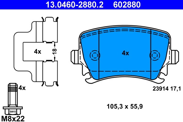 Brake Pad Set, disc brake ATE 13.0460-2880.2