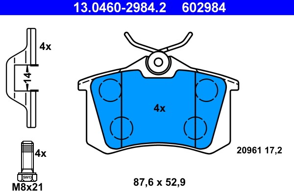 Brake Pad Set, disc brake ATE 13.0460-2984.2