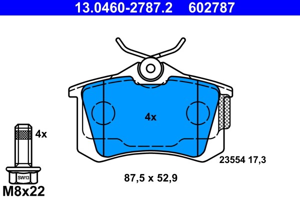 Brake Pad Set, disc brake ATE 13.0460-2787.2