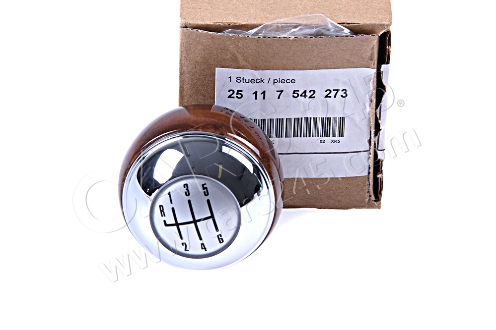 Gear shift knob wood/chrome/6-speed BMW 25117542273 3