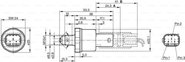 Pressure Switch, brake hydraulics BOSCH 0265005303 6