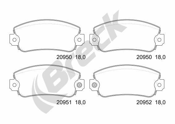 Brake Pad Set, disc brake BRECK 209500070210