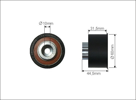 Deflection/Guide Pulley, timing belt CAFFARO 363128