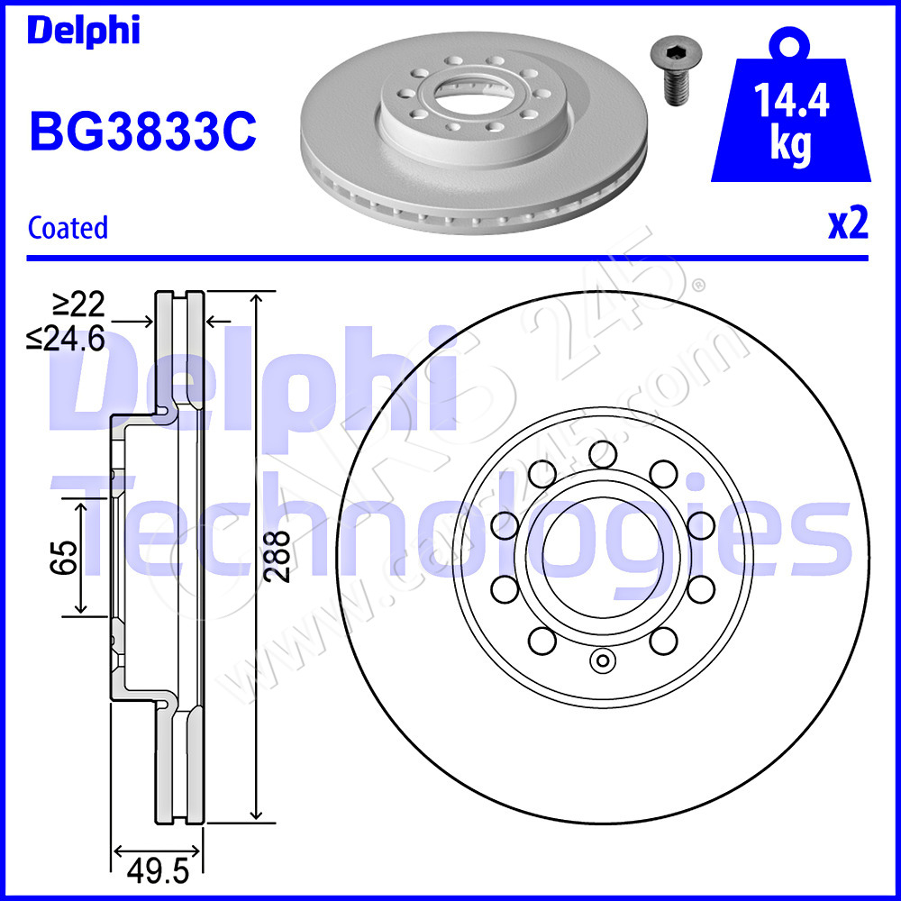 Brake Disc DELPHI BG3833C