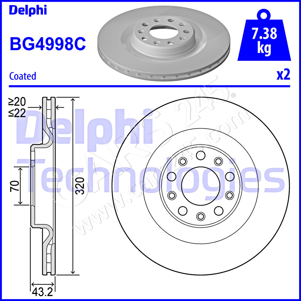 Brake Disc DELPHI BG4998C
