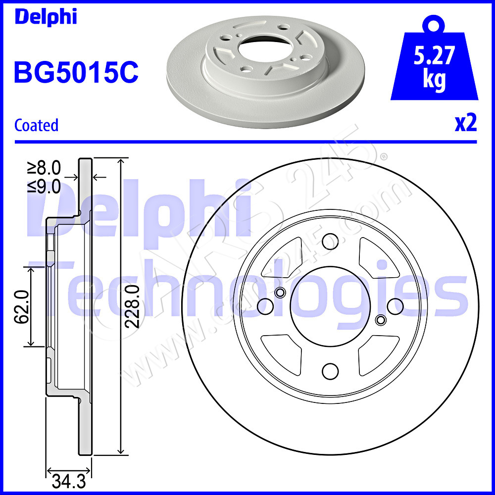 Brake Disc DELPHI BG5015C
