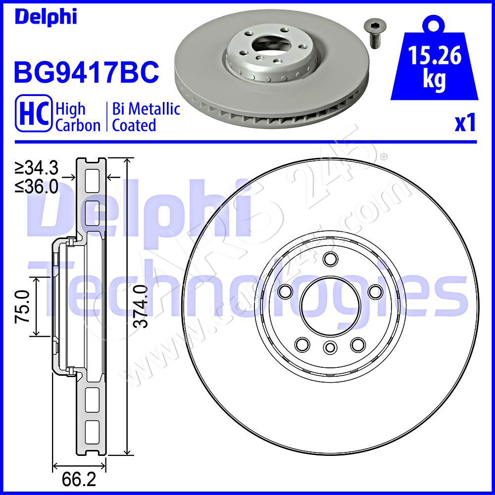 Brake Disc DELPHI BG9417BC