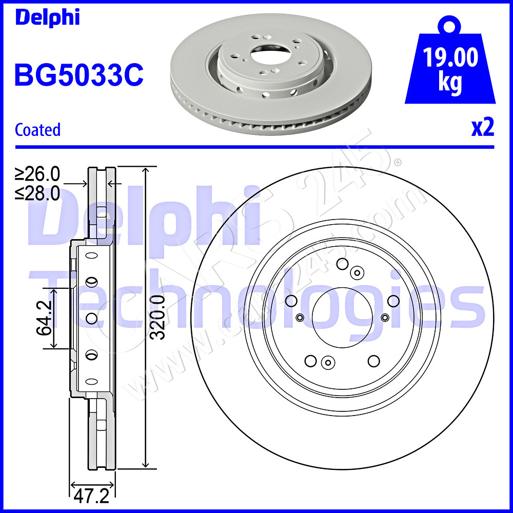 Brake Disc DELPHI BG5033C