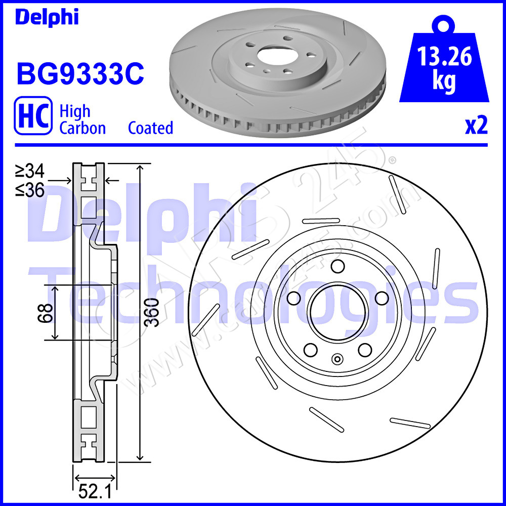 Brake Disc DELPHI BG9333C