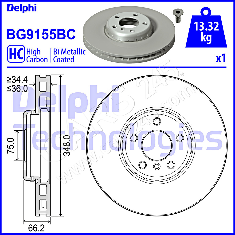 Brake Disc DELPHI BG9155BC