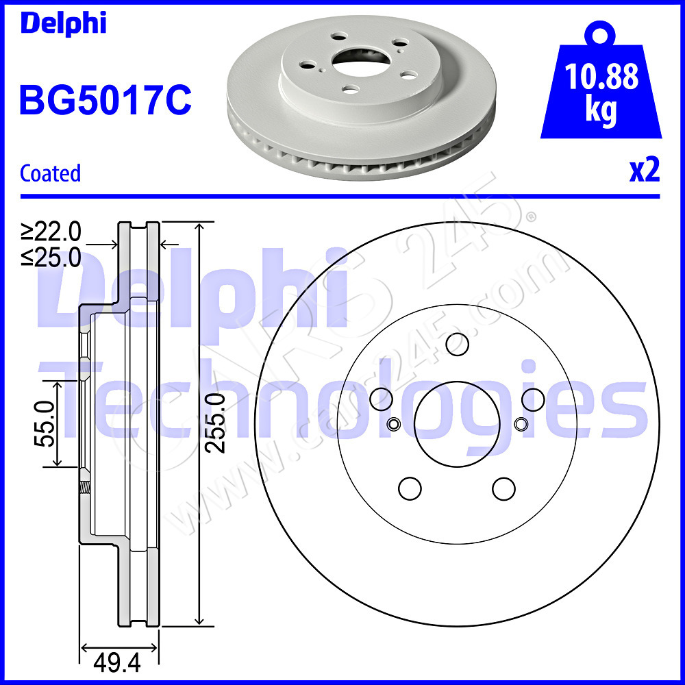 Brake Disc DELPHI BG5017C
