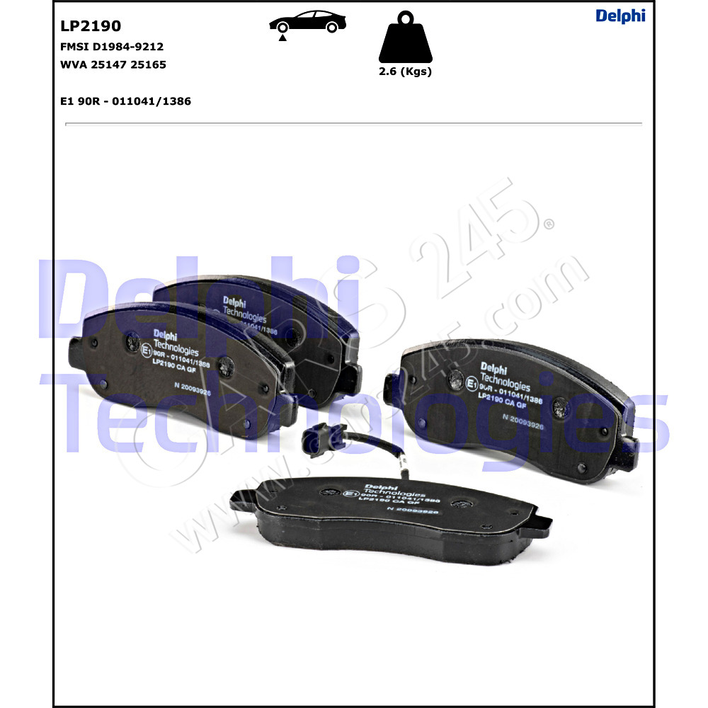 Brake Pad Set, disc brake DELPHI LP2190 2