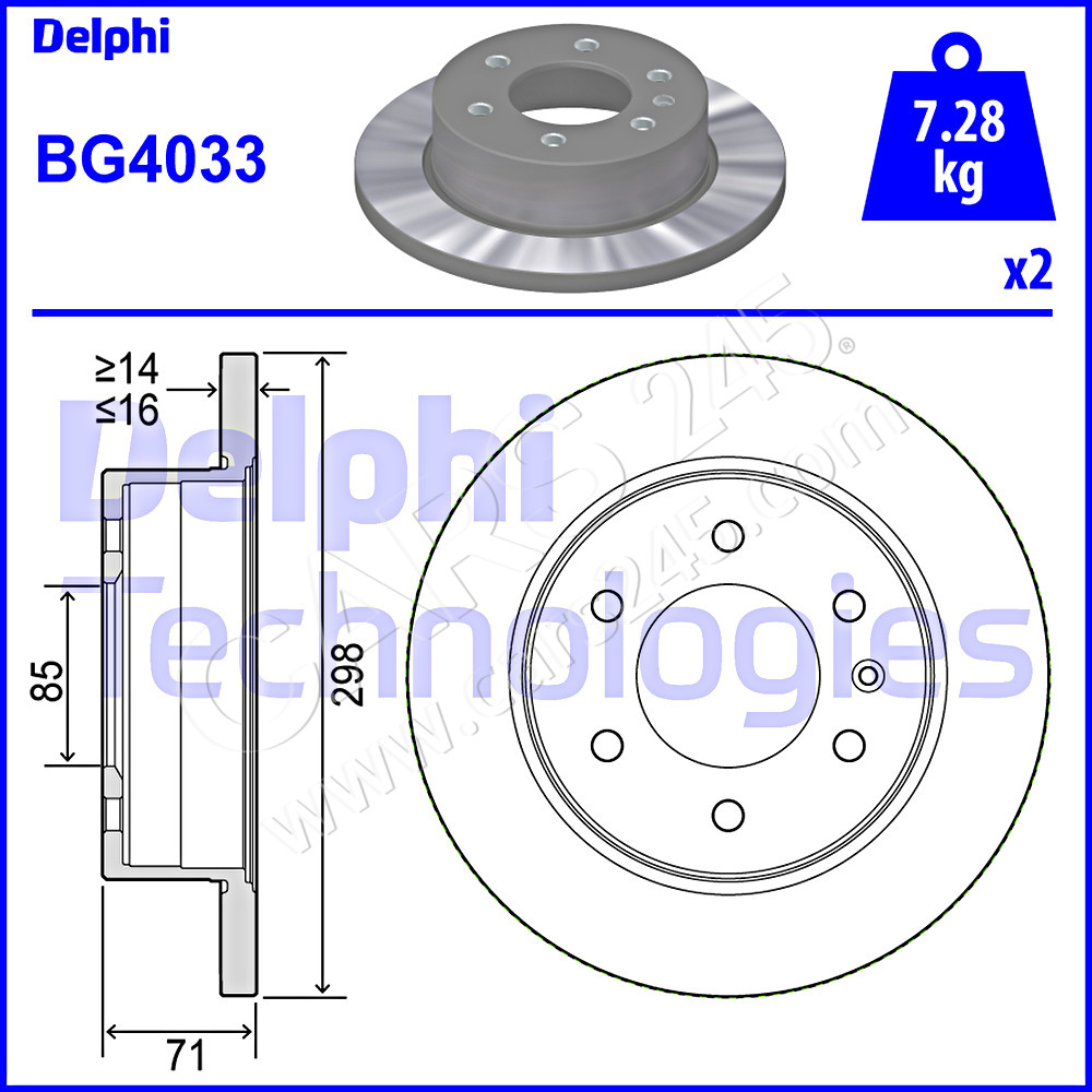 Brake Disc DELPHI BG4033