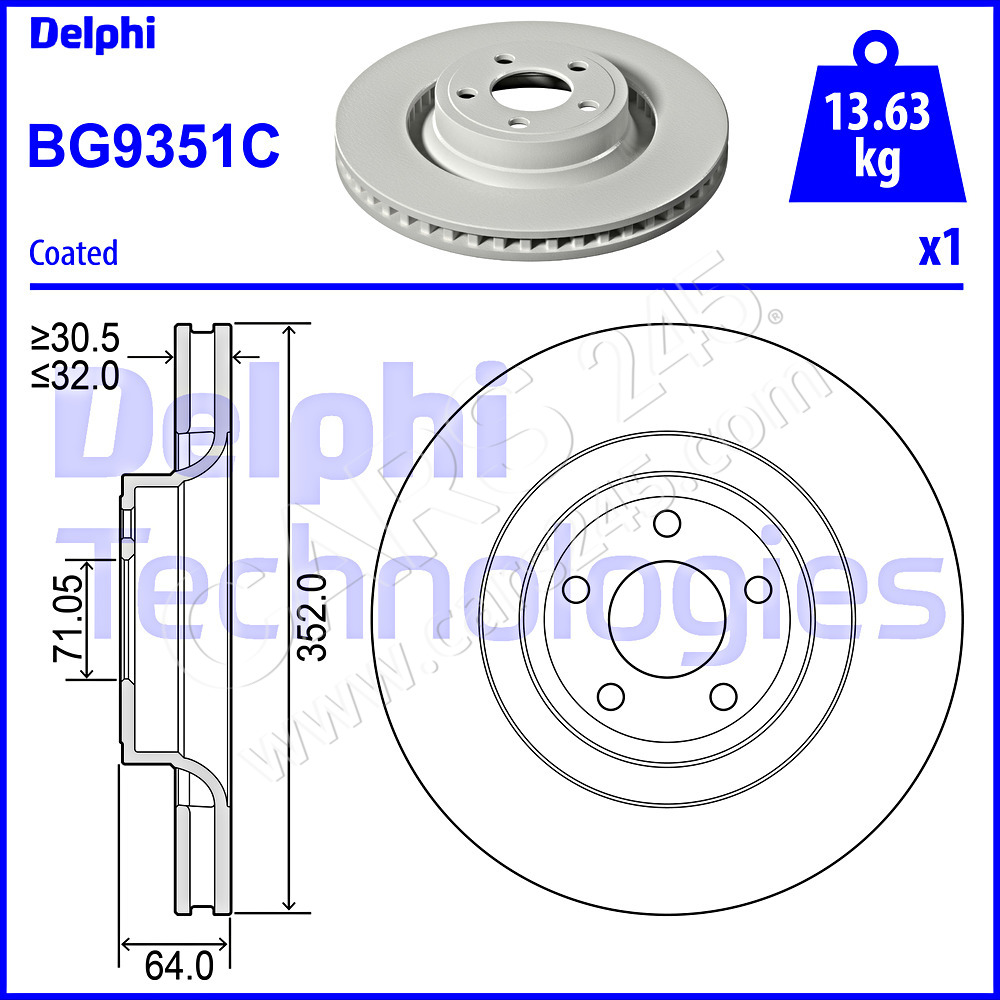 Brake Disc DELPHI BG9351C