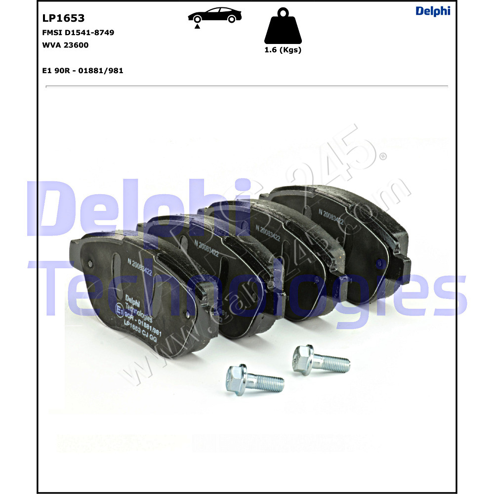 Brake Pad Set, disc brake DELPHI LP1653 2