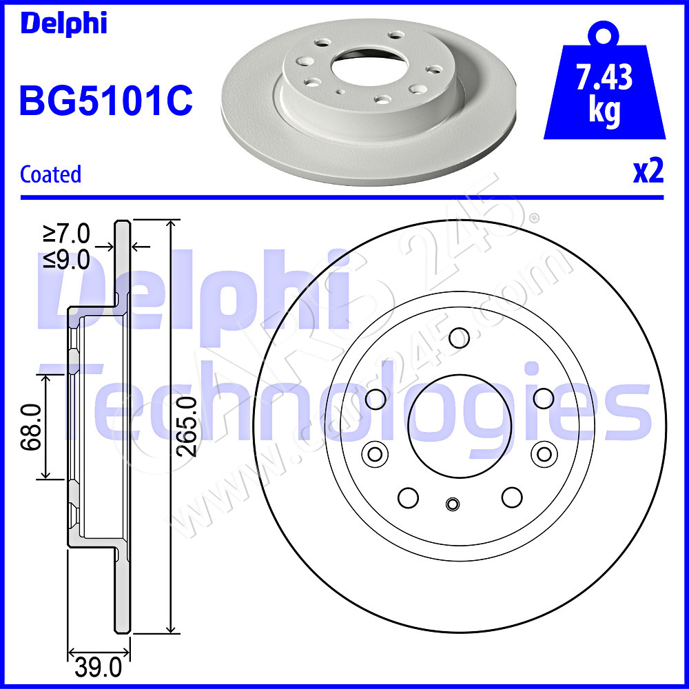 Brake Disc DELPHI BG5101C