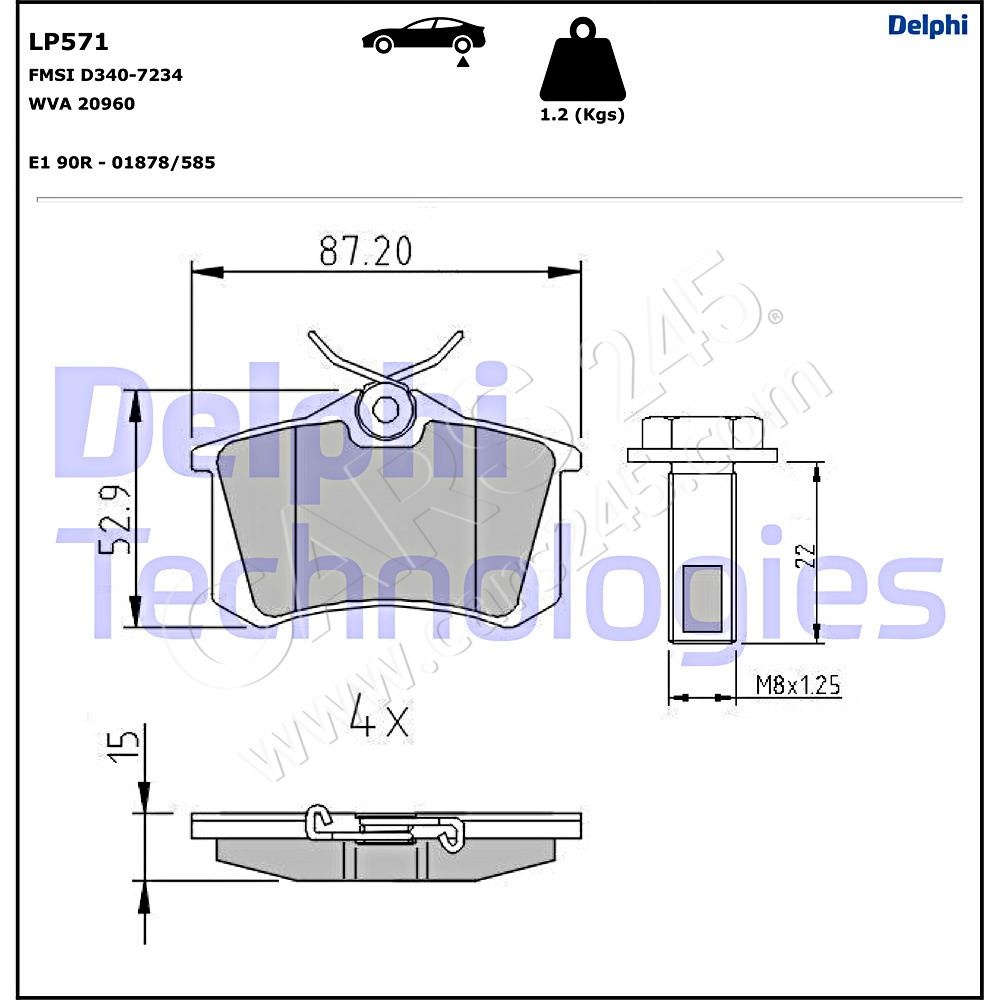 Brake Pad Set, disc brake DELPHI LP571