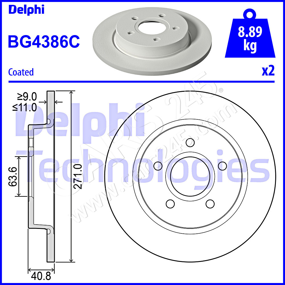 Brake Disc DELPHI BG4386C