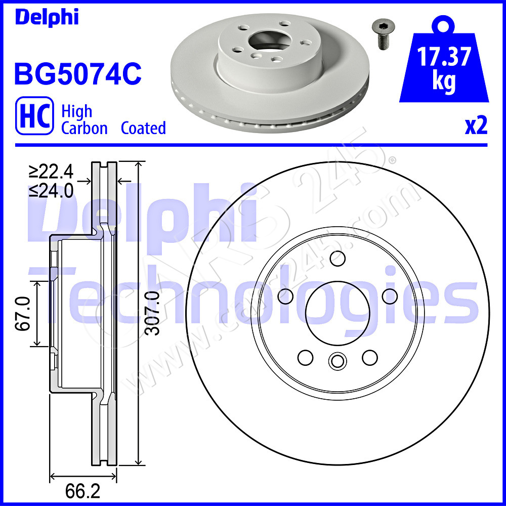 Brake Disc DELPHI BG5074C