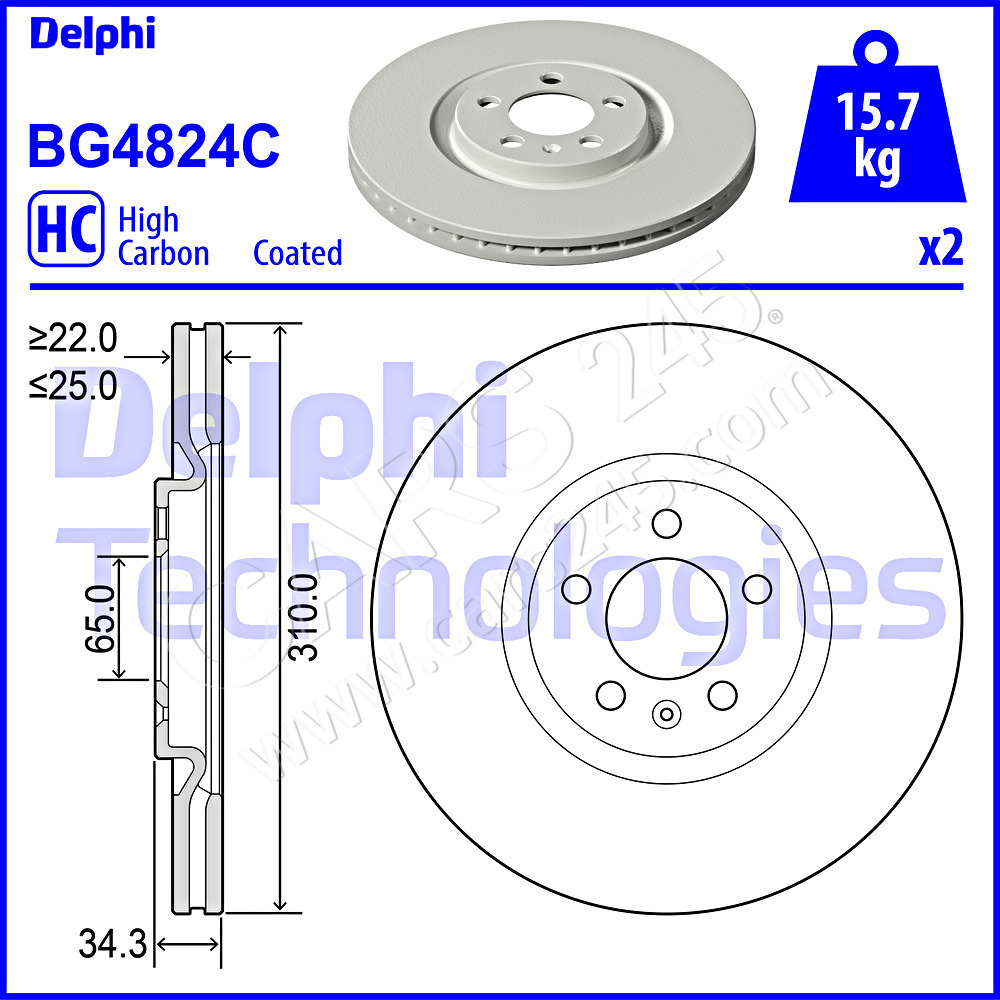 Brake Disc DELPHI BG4824C
