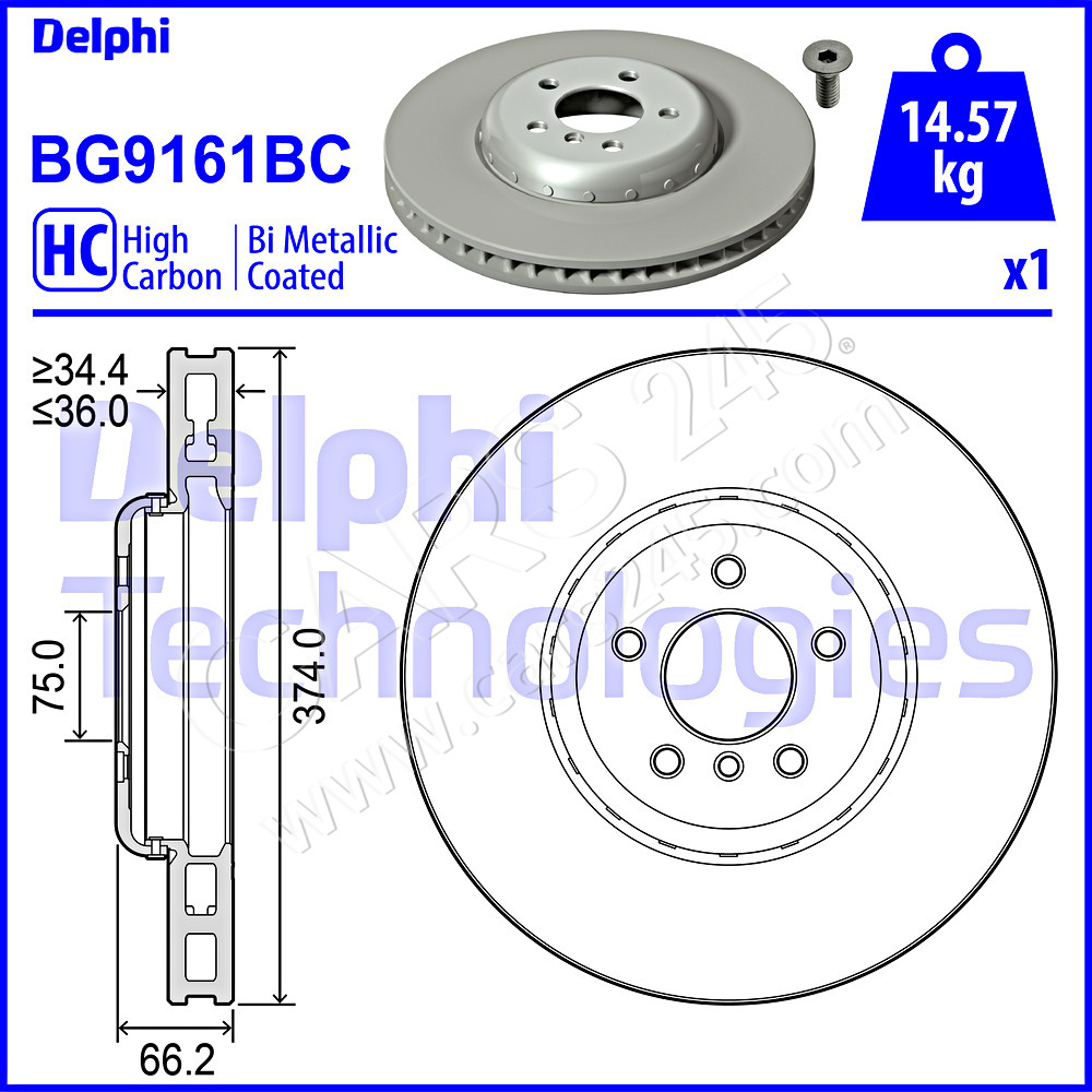 Brake Disc DELPHI BG9161BC