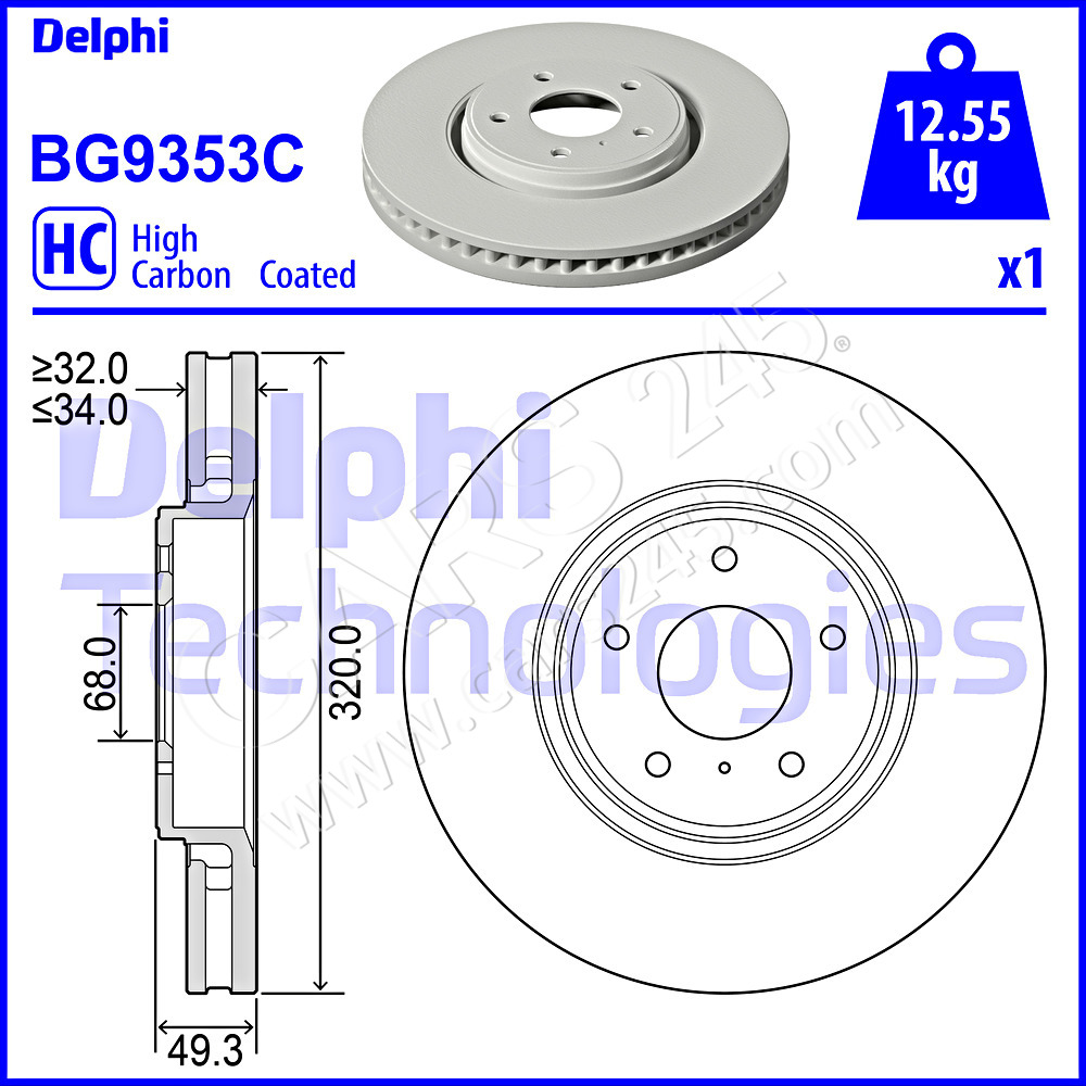 Brake Disc DELPHI BG9353C