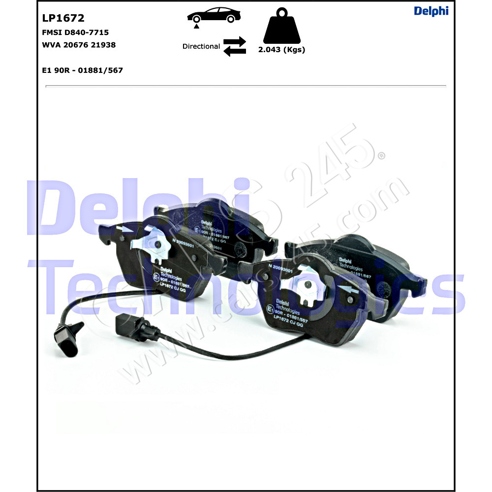 Brake Pad Set, disc brake DELPHI LP1672 2