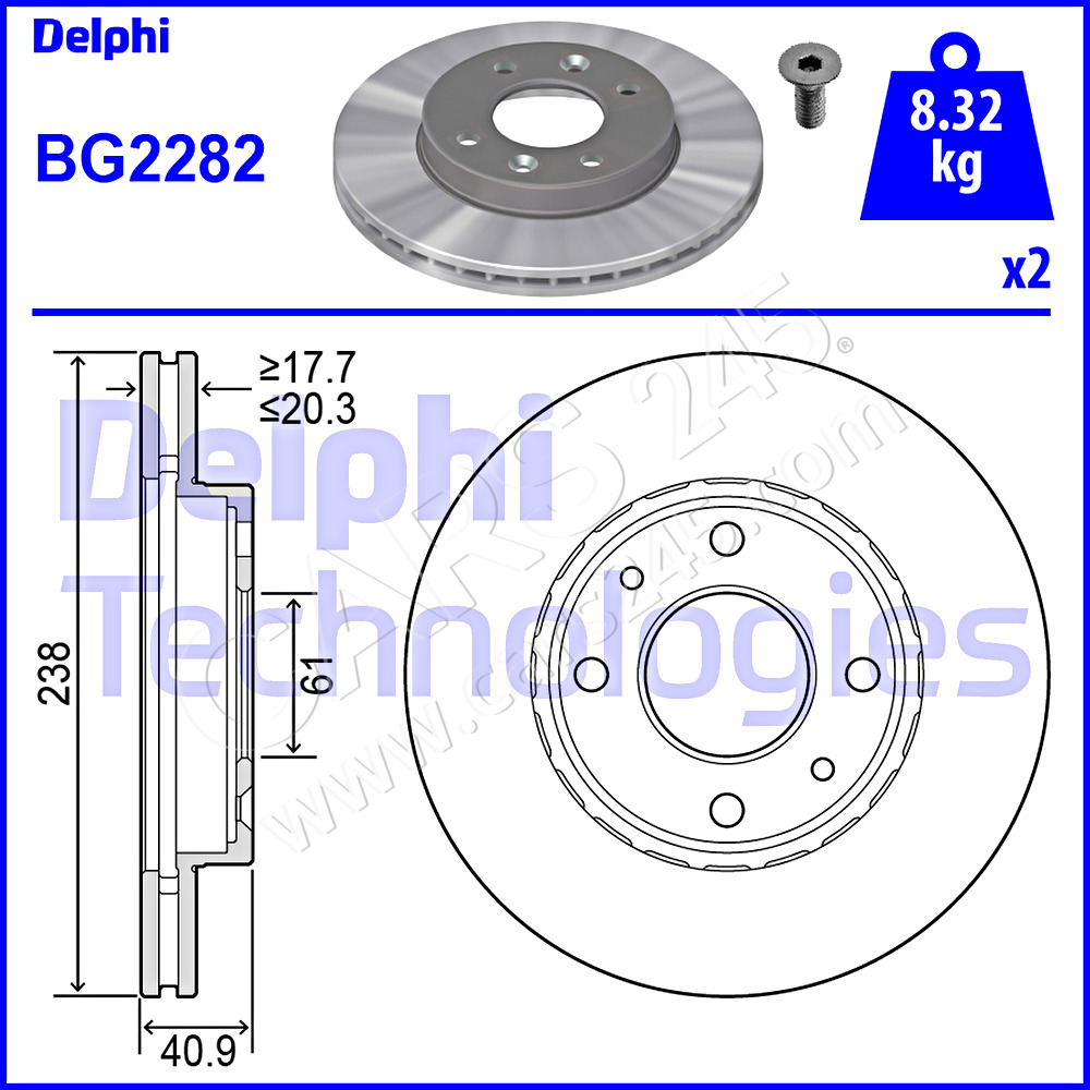 Brake Disc DELPHI BG2282