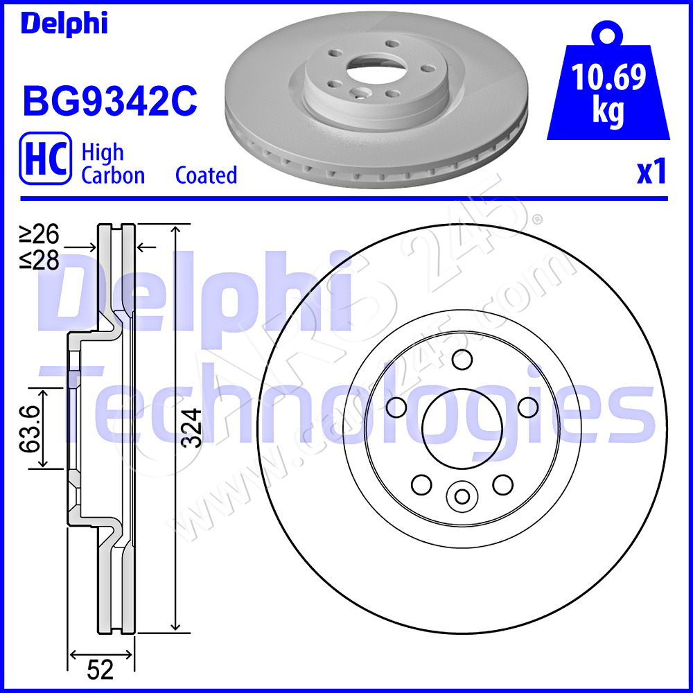 Brake Disc DELPHI BG9342C