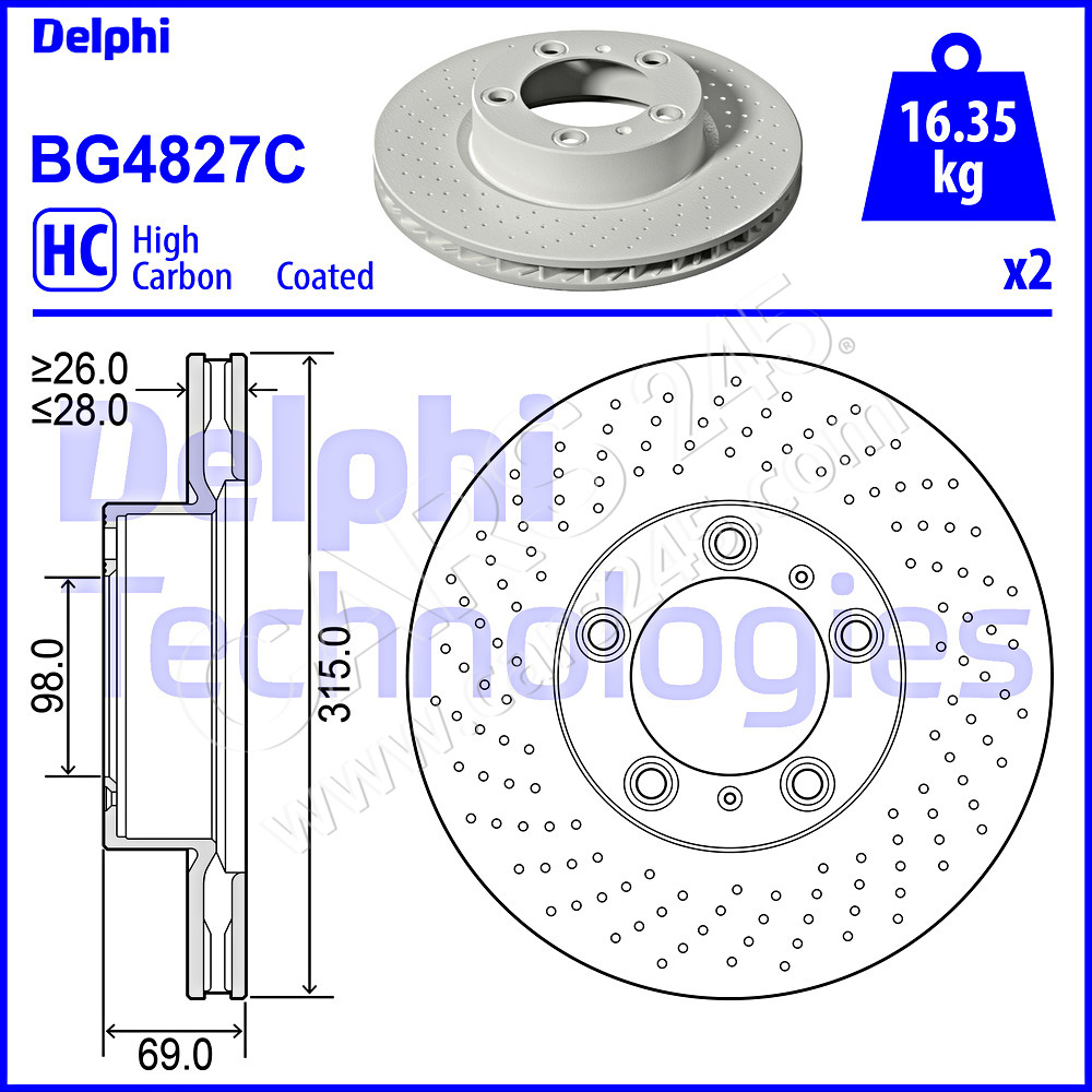 Brake Disc DELPHI BG4827C