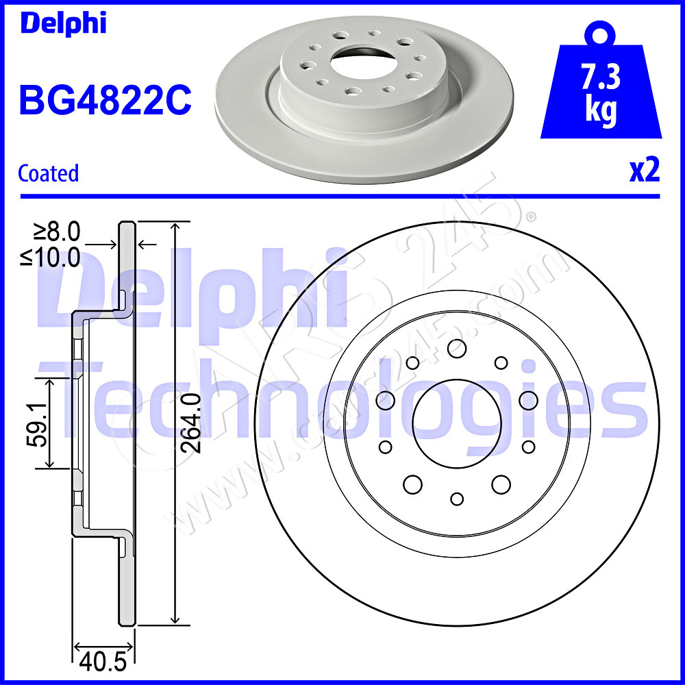 Brake Disc DELPHI BG4822C