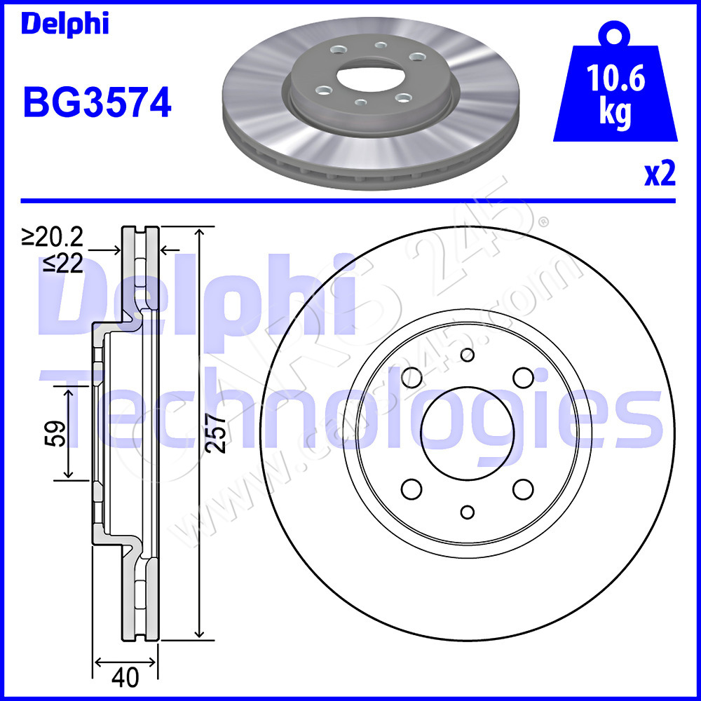 Brake Disc DELPHI BG3574