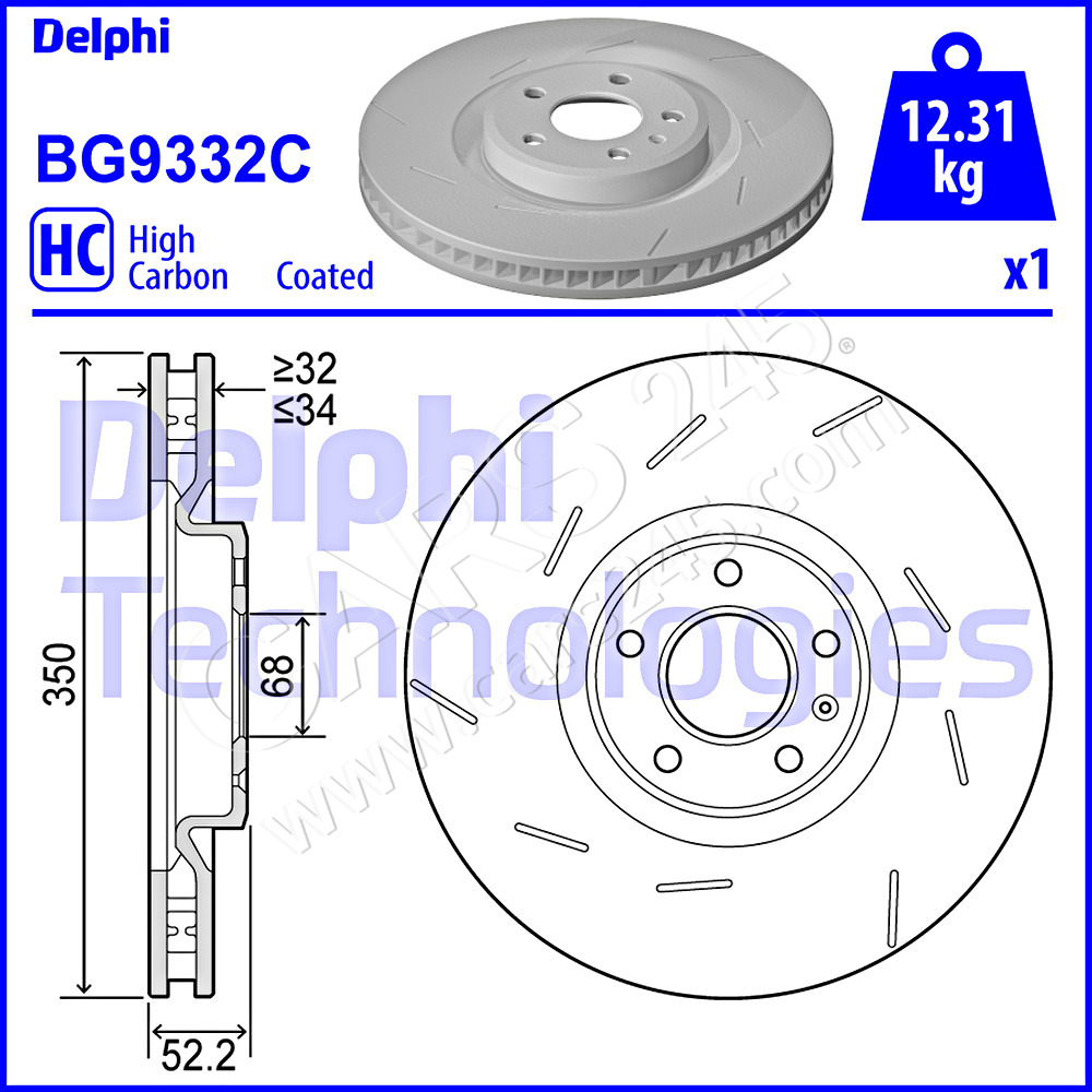 Brake Disc DELPHI BG9332C