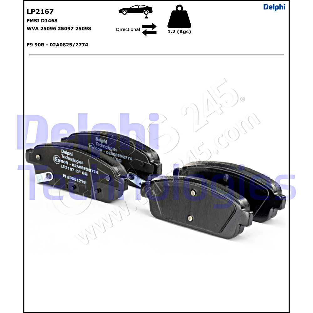 Brake Pad Set, disc brake DELPHI LP2167 2