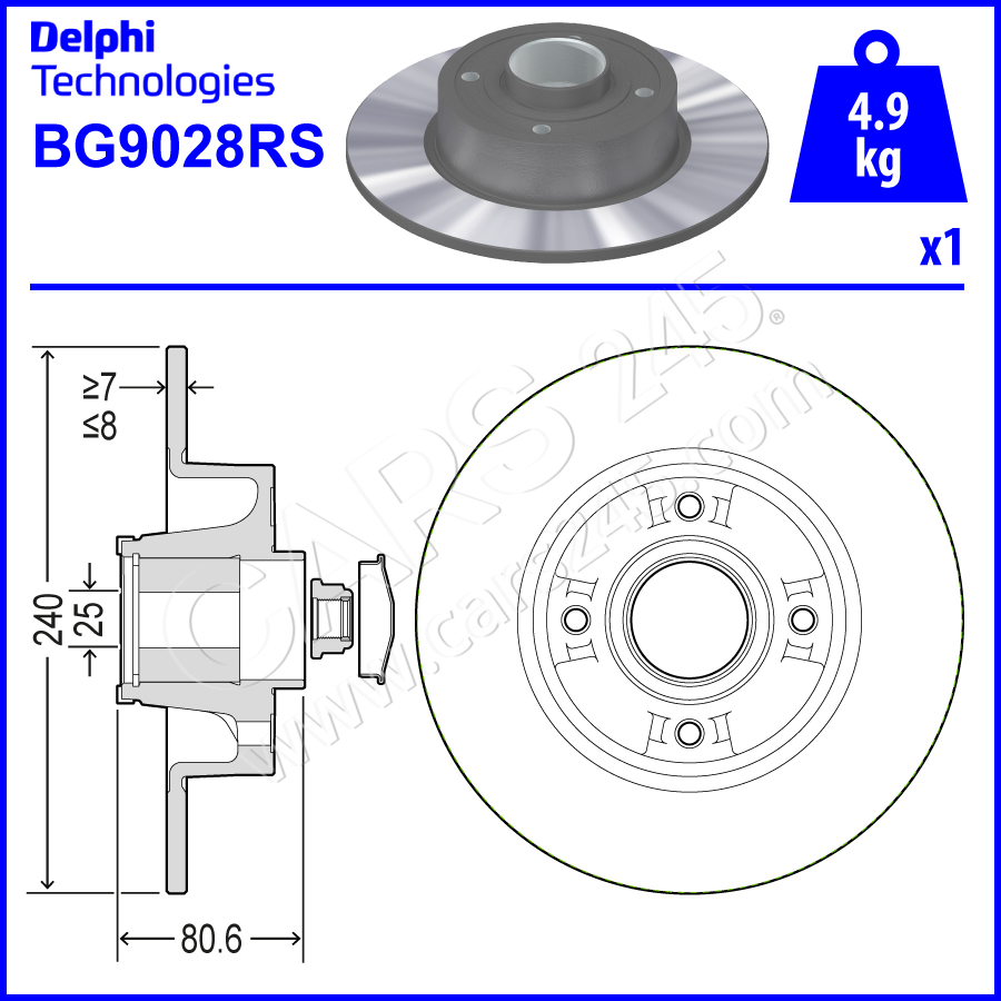 Brake Disc DELPHI BG9028RS