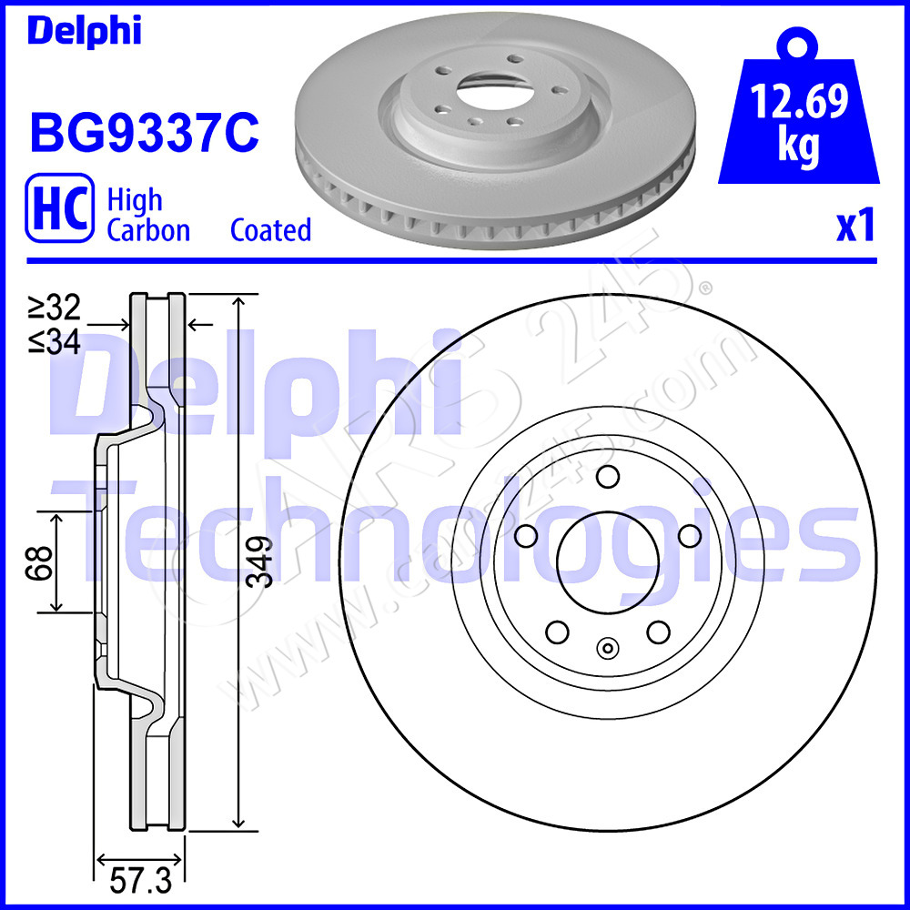 Brake Disc DELPHI BG9337C