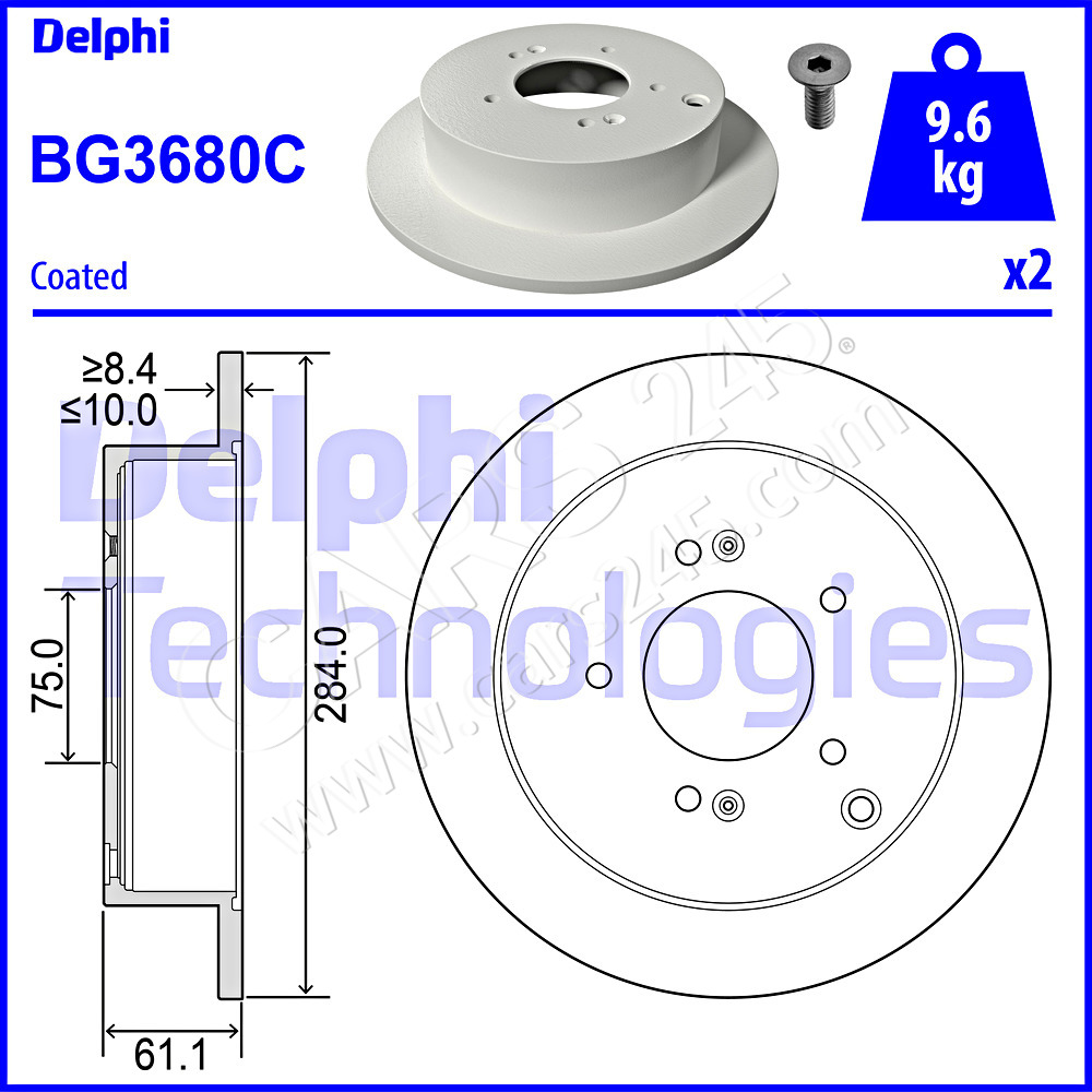 Brake Disc DELPHI BG3680C