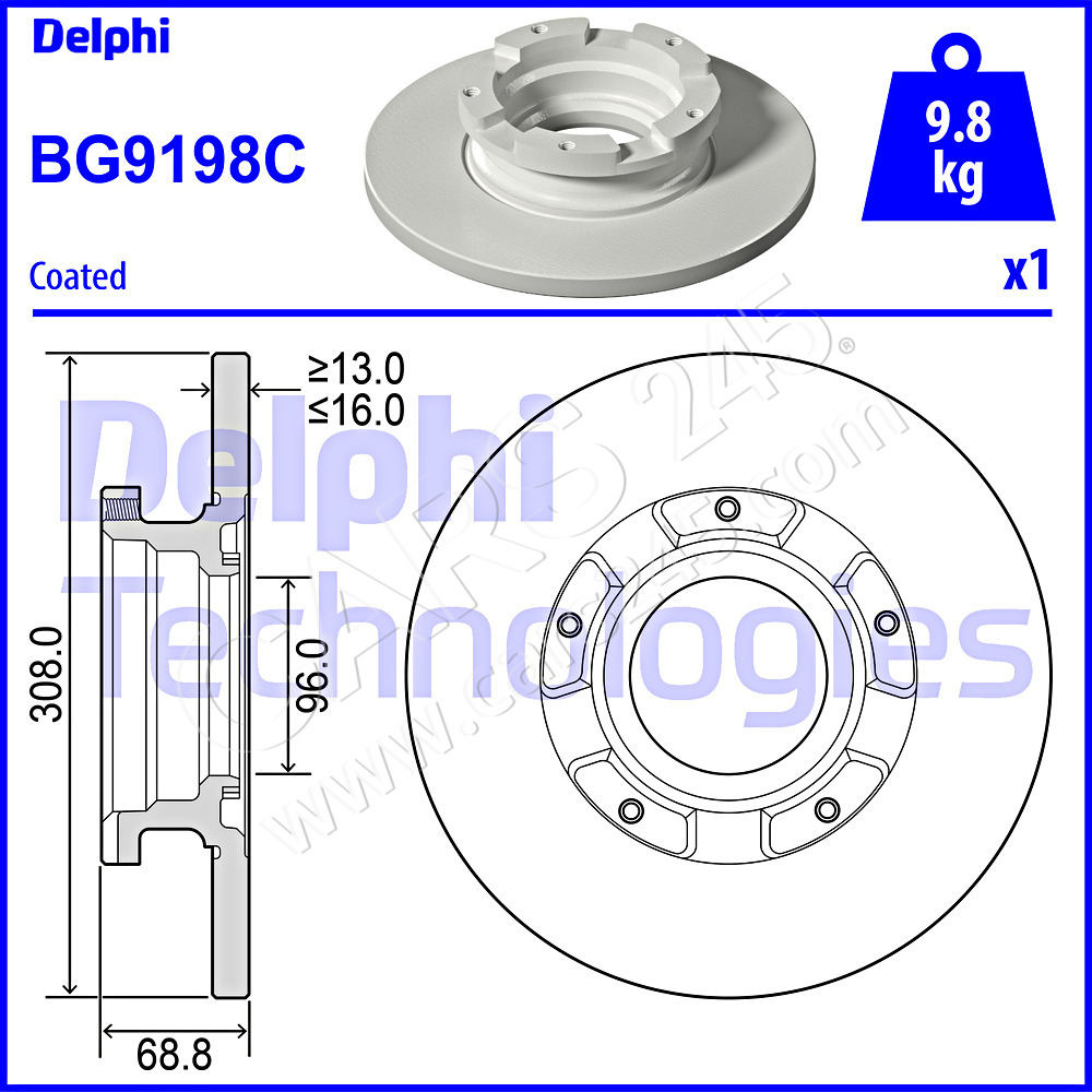 Brake Disc DELPHI BG9198C