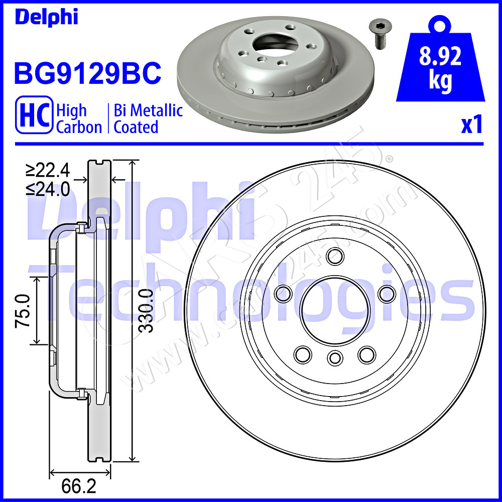 Brake Disc DELPHI BG9129BC