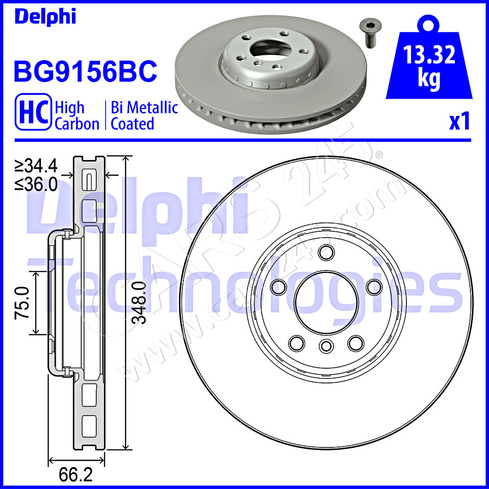 Brake Disc DELPHI BG9156BC